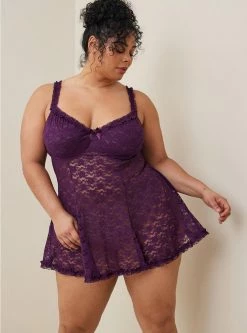 Null Simply Lace Babydoll With Ruffle Trim