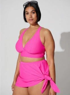 TORRID High Rise Mid Length Side Tie Swim Skirt With Brief