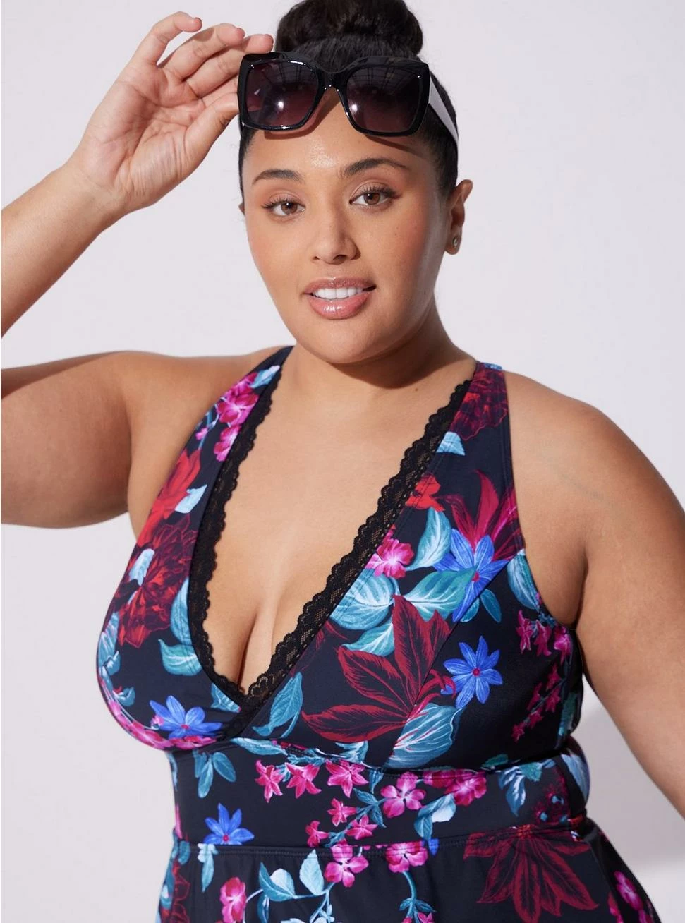 TORRID Wireless Mid Lace Trimmed Swim Dress With Brief - Image 3
