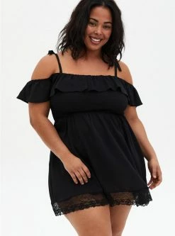TORRID Mini Ruffle Lace Trim Coverup Dress