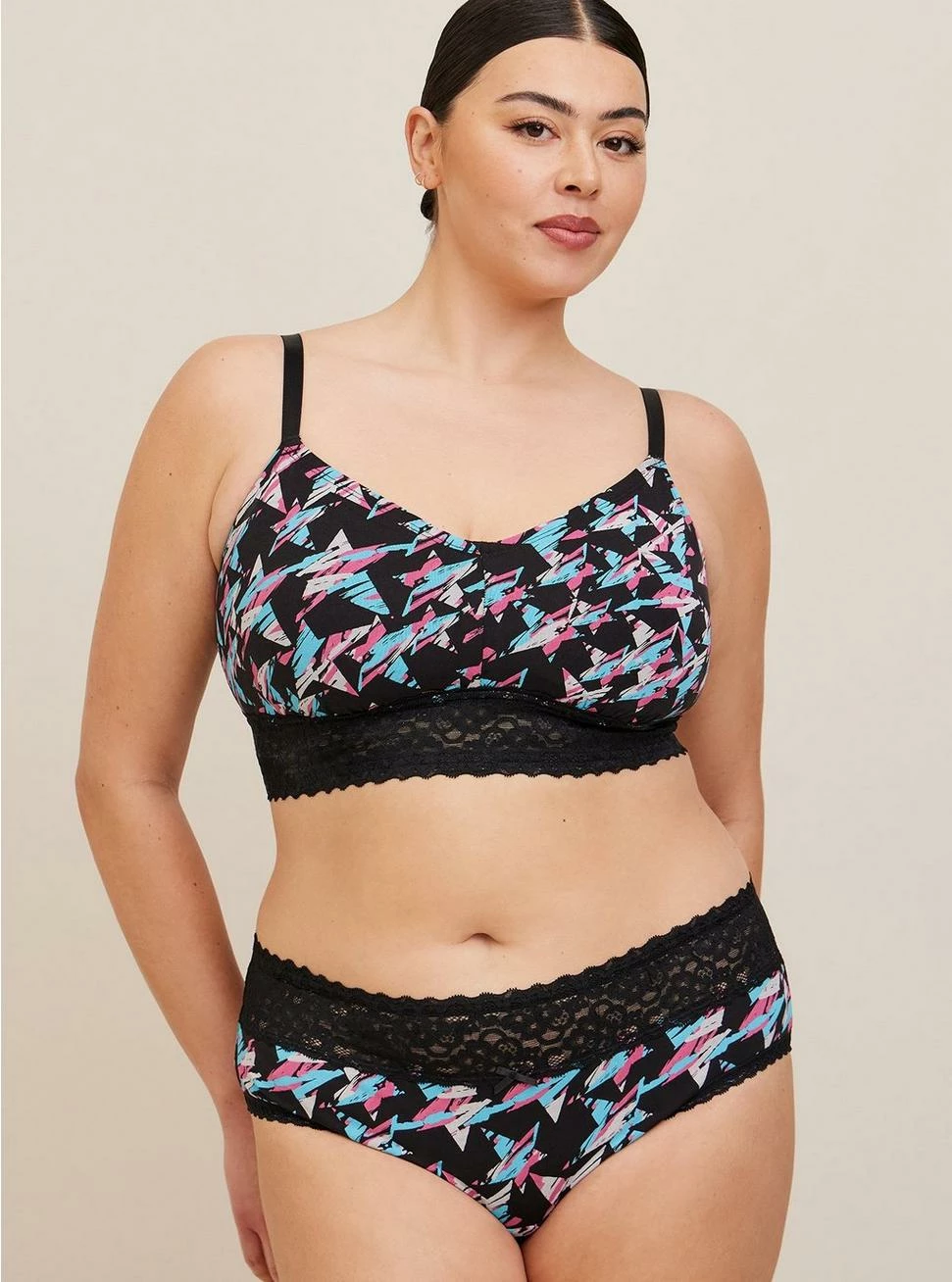 TORRID Lightly Lined Cotton Lace Hem Bralette - Image 2