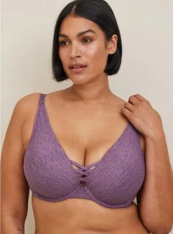 TORRID XO Plunge Heather High Apex Straight Back Bra