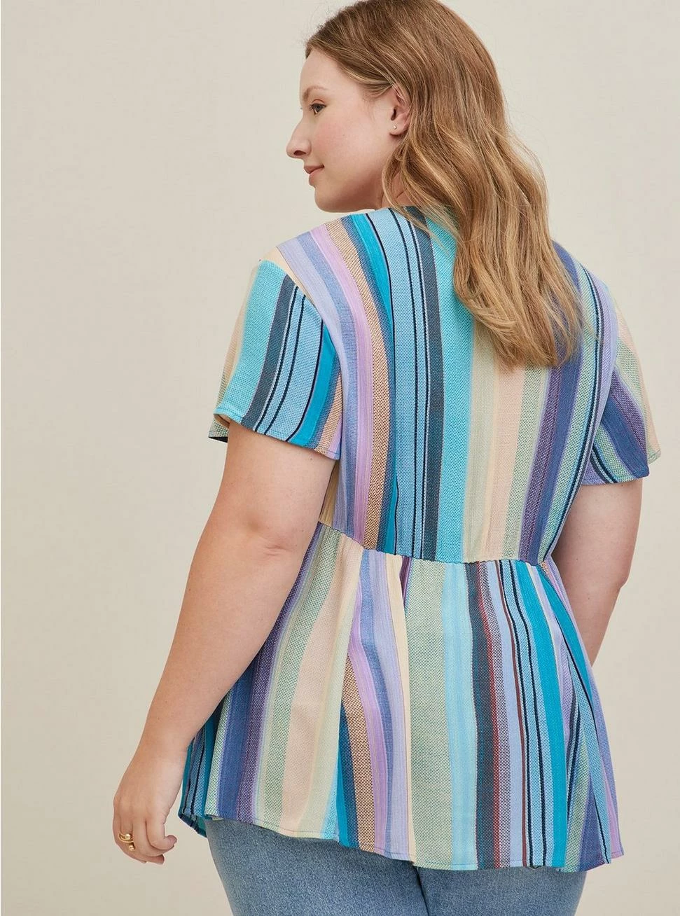 TORRID Babydoll Crinkle Gauze Crochet Inset Lace-Up Top - Image 3