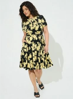 TORRID At The Knee Super Soft Drape Front Skater Dress