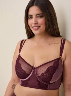 Null Velour And Lace Underwire Bra