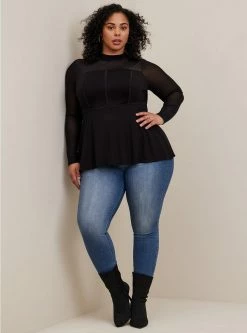 TORRID High-Neck Corset Top - Ponte & Mesh Black