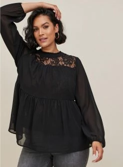 TORRID Lace With Chiffon Overlay Blouse