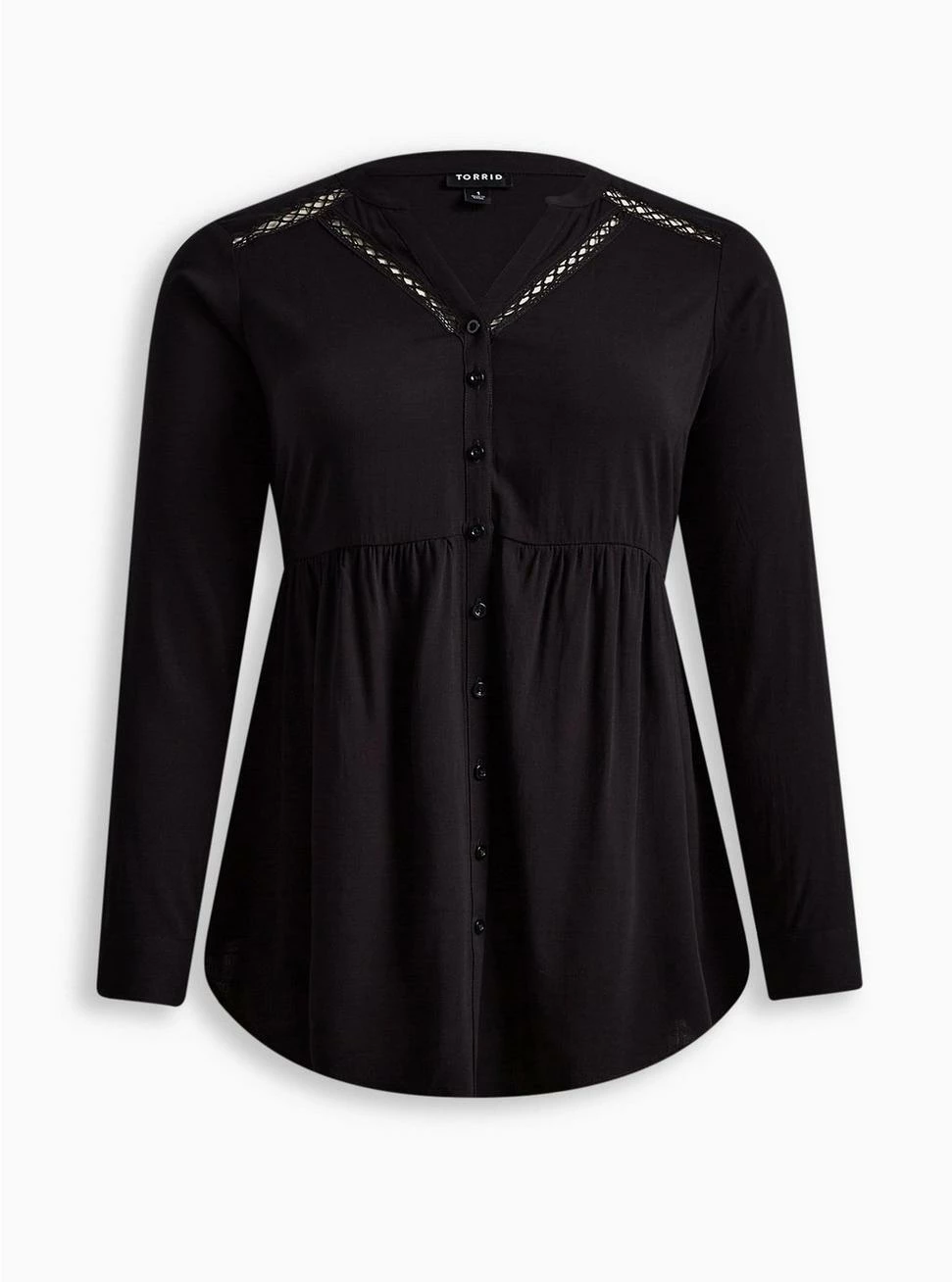 TORRID Emma Babydoll Rayon Slub Lace Trim Tunic Top - Image 4