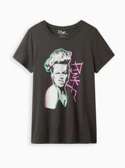 Null Classic Fit Crew Tee - Pink Vintage Black