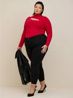 TORRID Foxy Mock Neck Cutout Long Sleeve Top