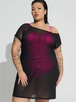 TORRID Mesh Off-Shoulder Coverup Dress