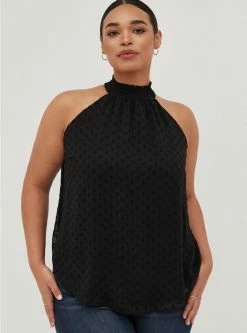 TORRID Chiffon Clip Dot Smocked Halter Tank