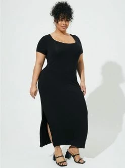 TORRID Side Slit Maxi Dress - Super Soft Black