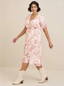 TORRID Midi Swiss Linen Surplice Dress