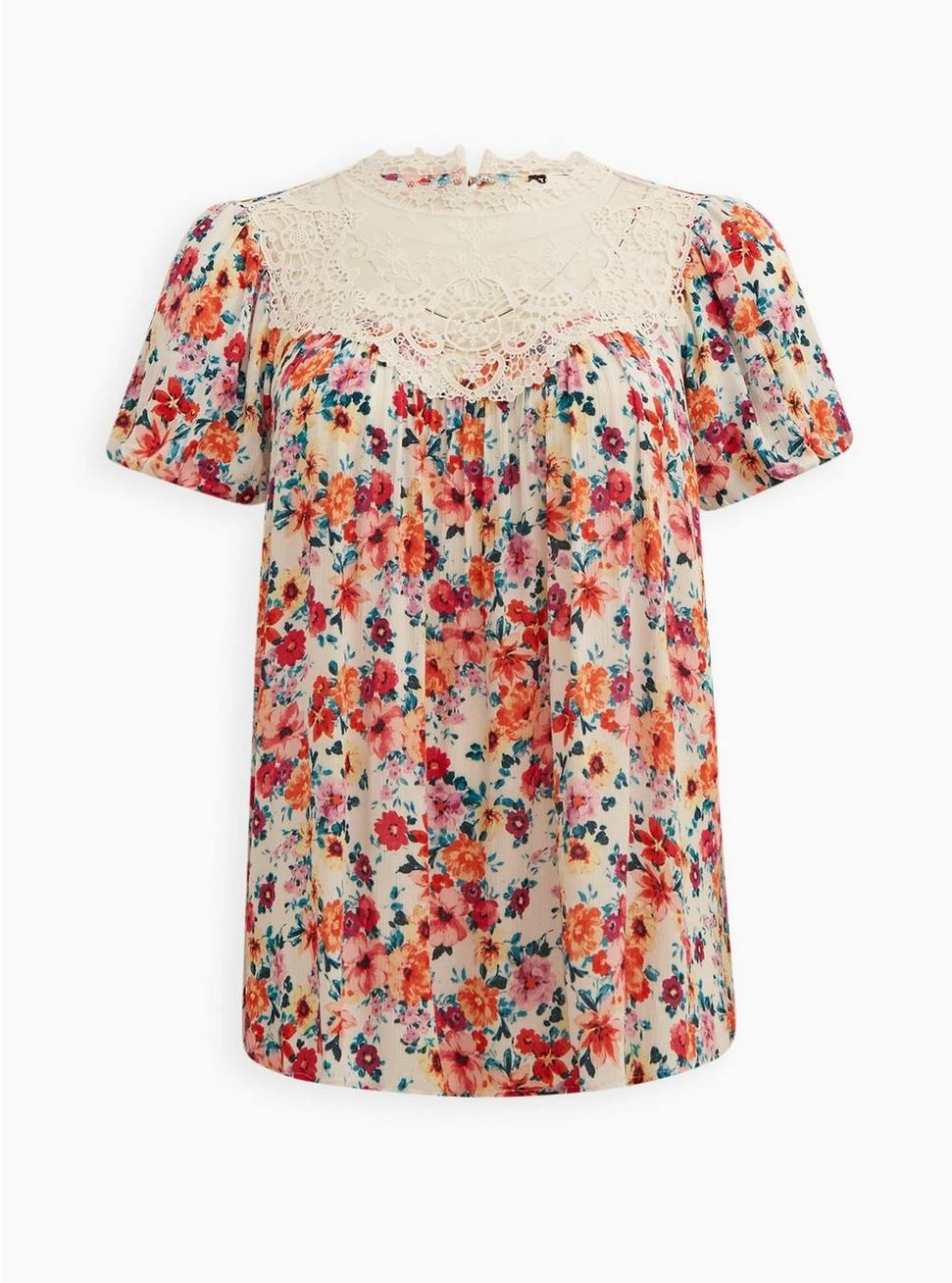 TORRID Crinkle Gauze Crochet Detail Top - Image 5