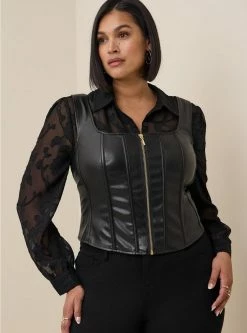 TORRID Faux Leather Zip Front Corset