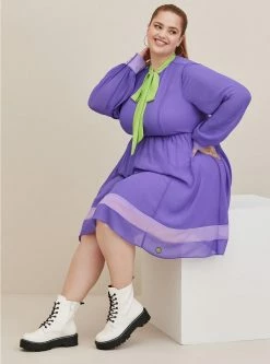TORRID Scooby Doo Daphne Chiffon Fit N Flare Dress