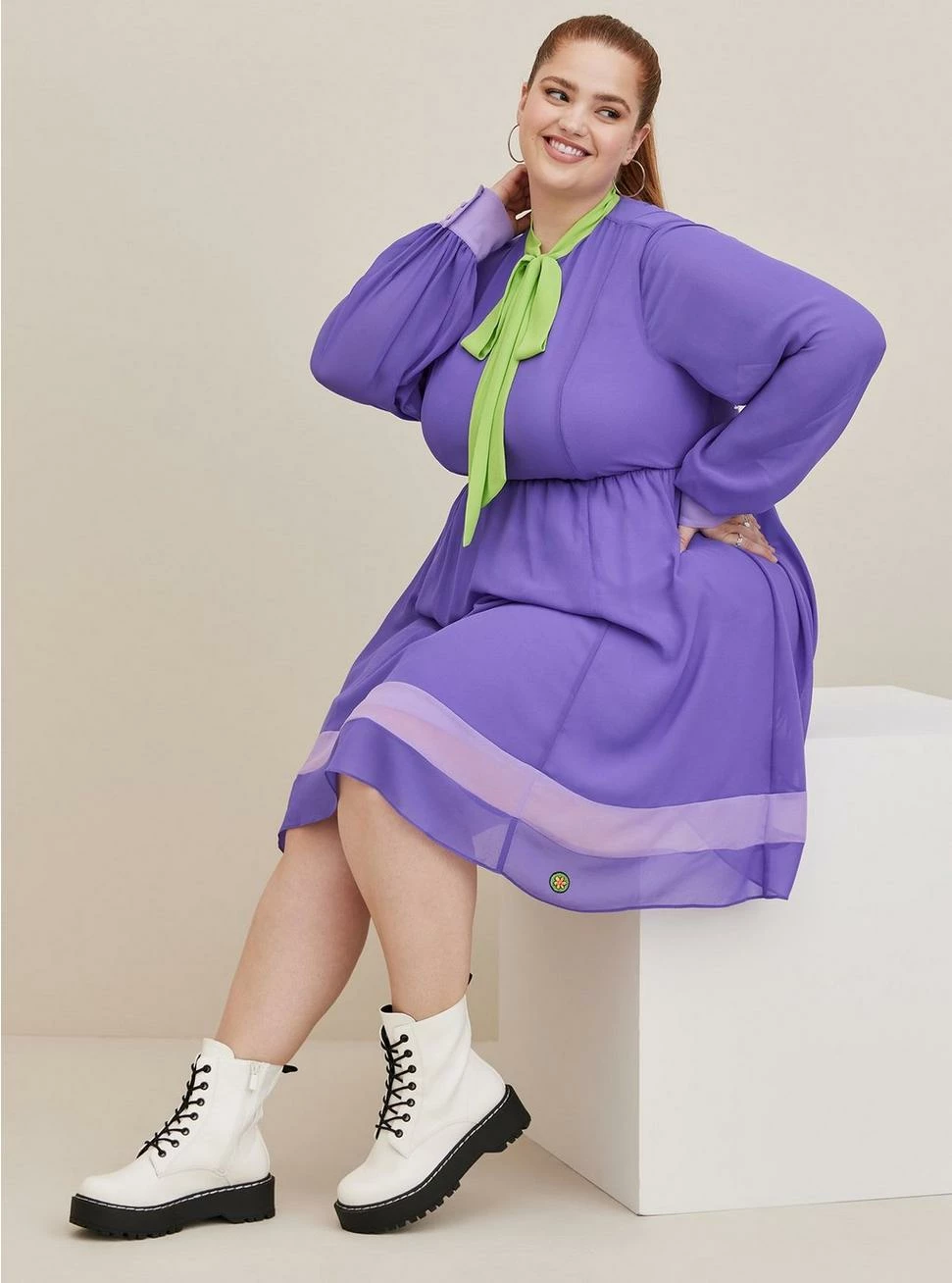 TORRID Scooby Doo Daphne Chiffon Fit N Flare Dress