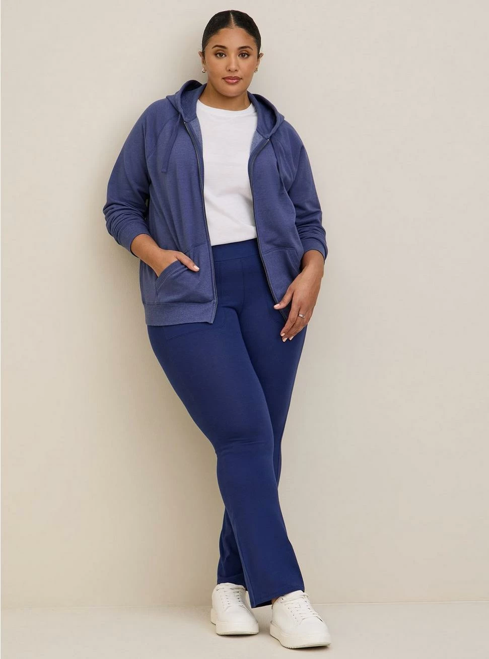 TORRID Classic Fit Super Soft Fleece Zip Up Raglan Hoodie - Image 2