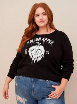 TORRID Disney Villains Cozy Fleece Drop Shoulder Graphic Sweatshirts With Lace Up Detail