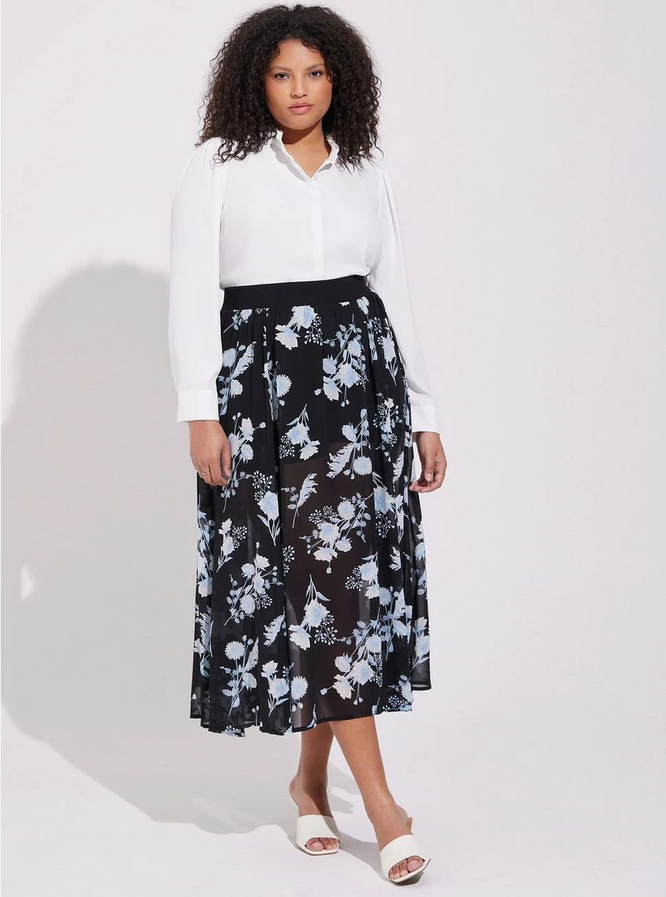 TORRID Madison Georgette Ruffle Mock Neck Button-Up Shirt - Image 3