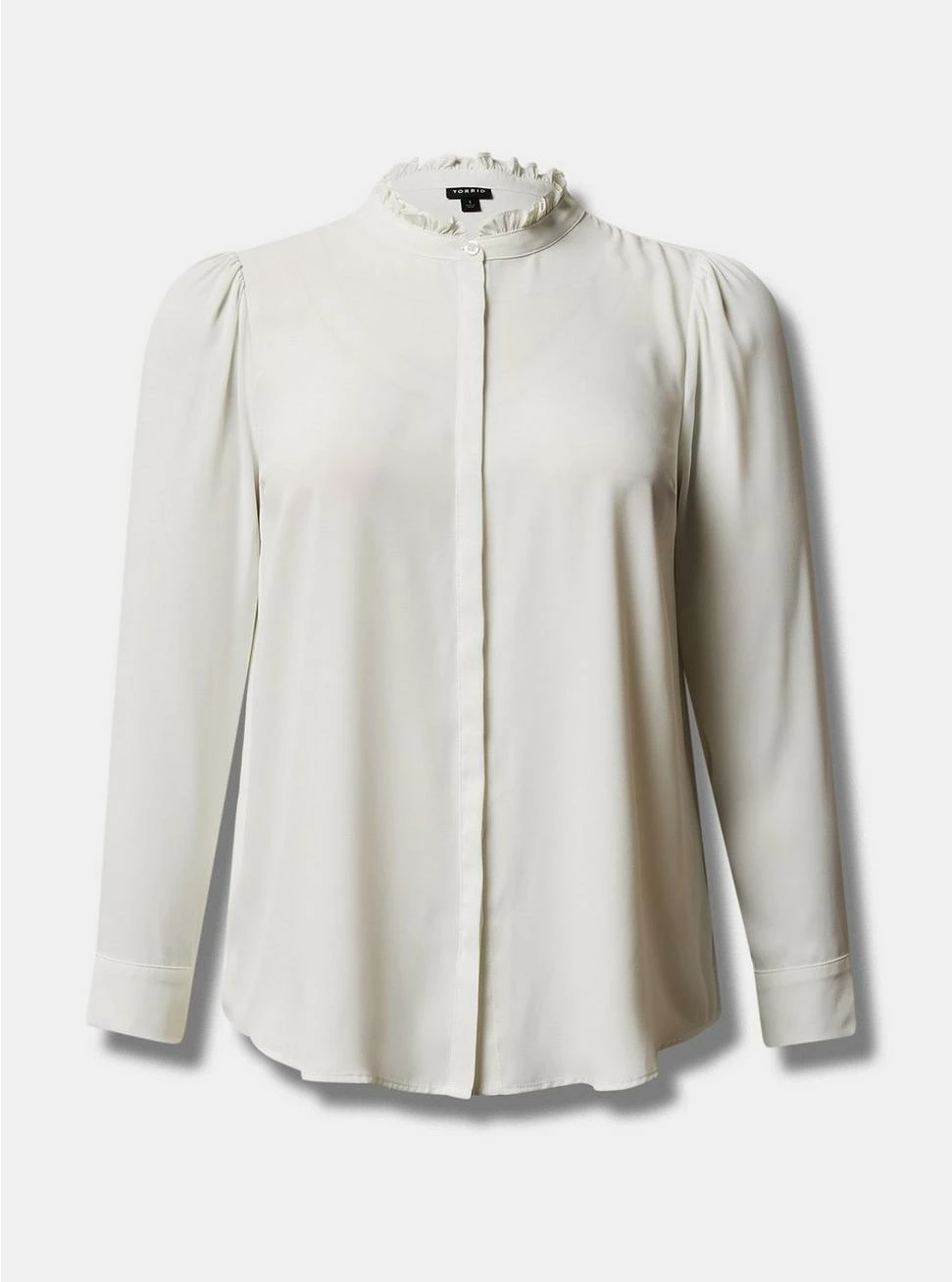 TORRID Madison Georgette Ruffle Mock Neck Button-Up Shirt - Image 5