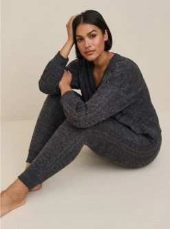 TORRID Super Soft Plush Full Length Cable Lounge Jogger