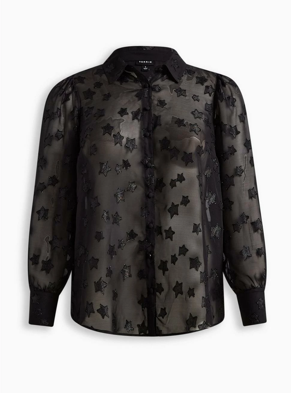 TORRID Madison Lurex Stars Button Up Long Sleeve Shirt - Image 5