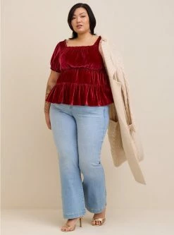 TORRID Babydoll Velvet Tiered Top