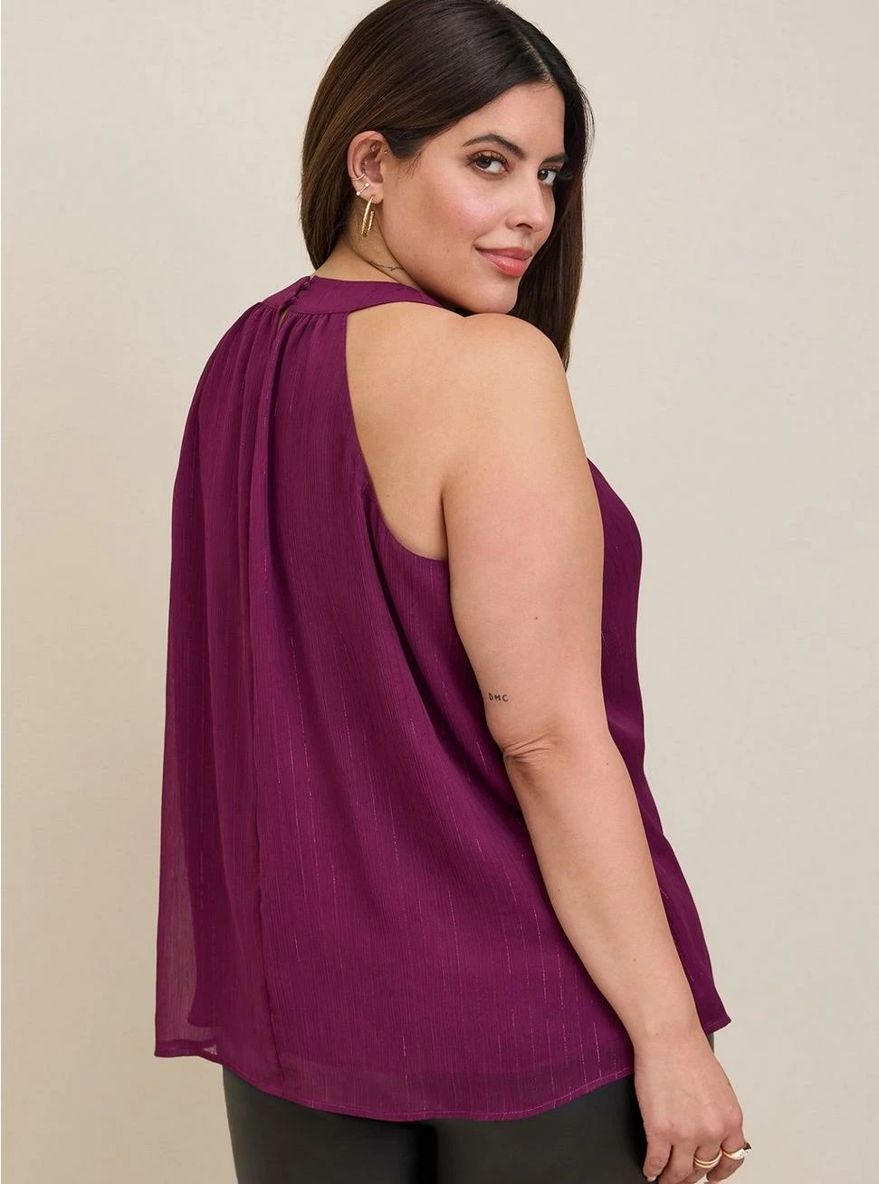 TORRID Crinkle Lurex Chiffon Halter Top - Image 3