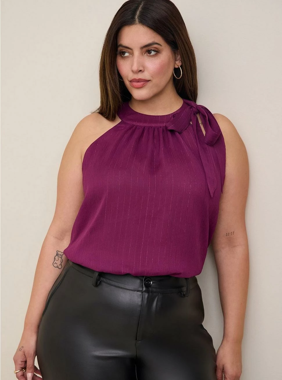 TORRID Crinkle Lurex Chiffon Halter Top