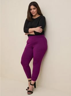 TORRID Crop Pull On Skinny Studio Cupro High Rise Side Cinch Pant (Short)