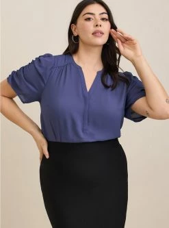 TORRID Harper Georgette Ruched Short Sleeve Blouse