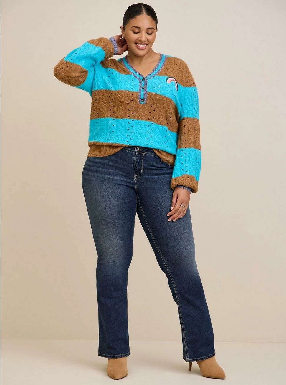 TORRID Vegan Cashmere Pullover Henley Sweater - Image 2