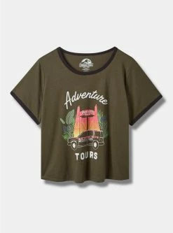 TORRID Jurassic Park Classic Fit Crop Ringer Tee