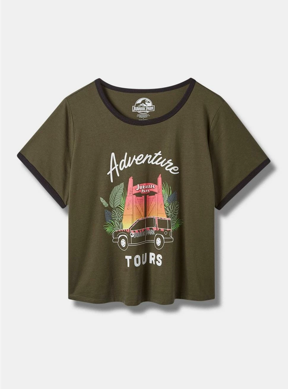 TORRID Jurassic Park Classic Fit Crop Ringer Tee