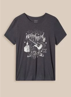 Null Music Relaxed Fit Heritage Slub Crew Neck Roll Sleeve Tee