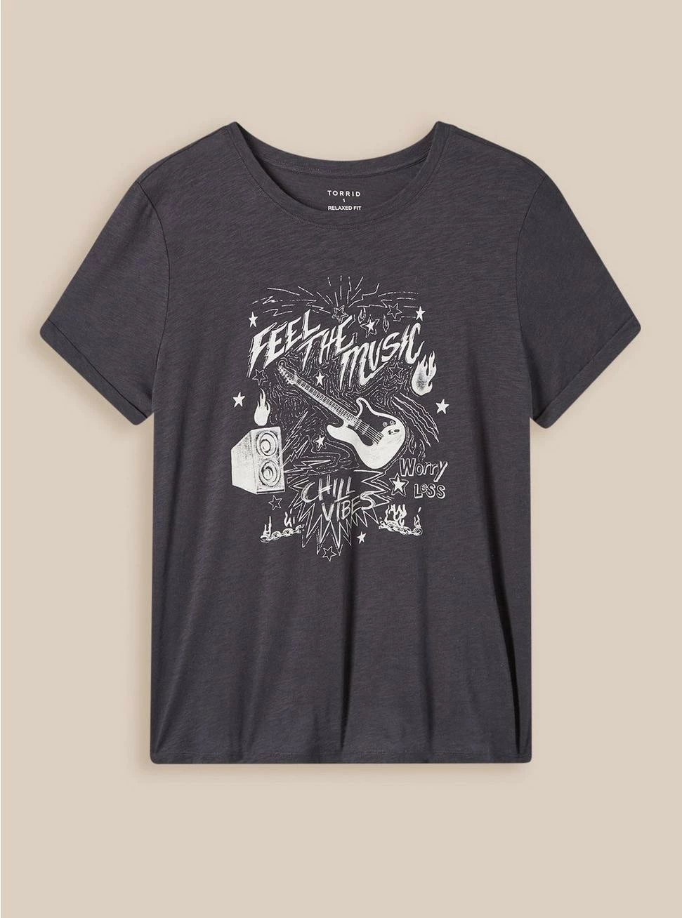 Null Music Relaxed Fit Heritage Slub Crew Neck Roll Sleeve Tee