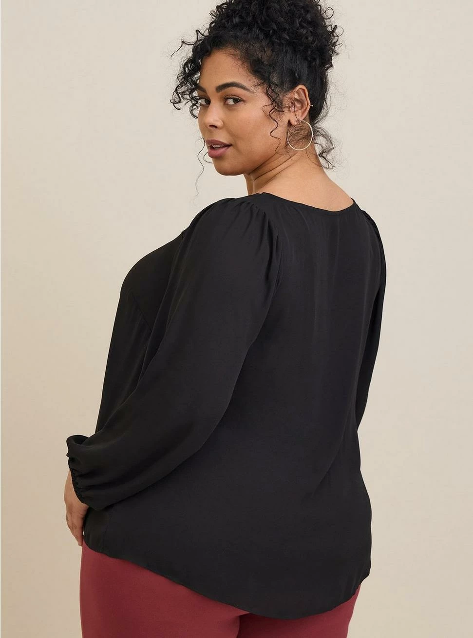TORRID Georgette Keyhole Long Sleeve Blouse - Image 3