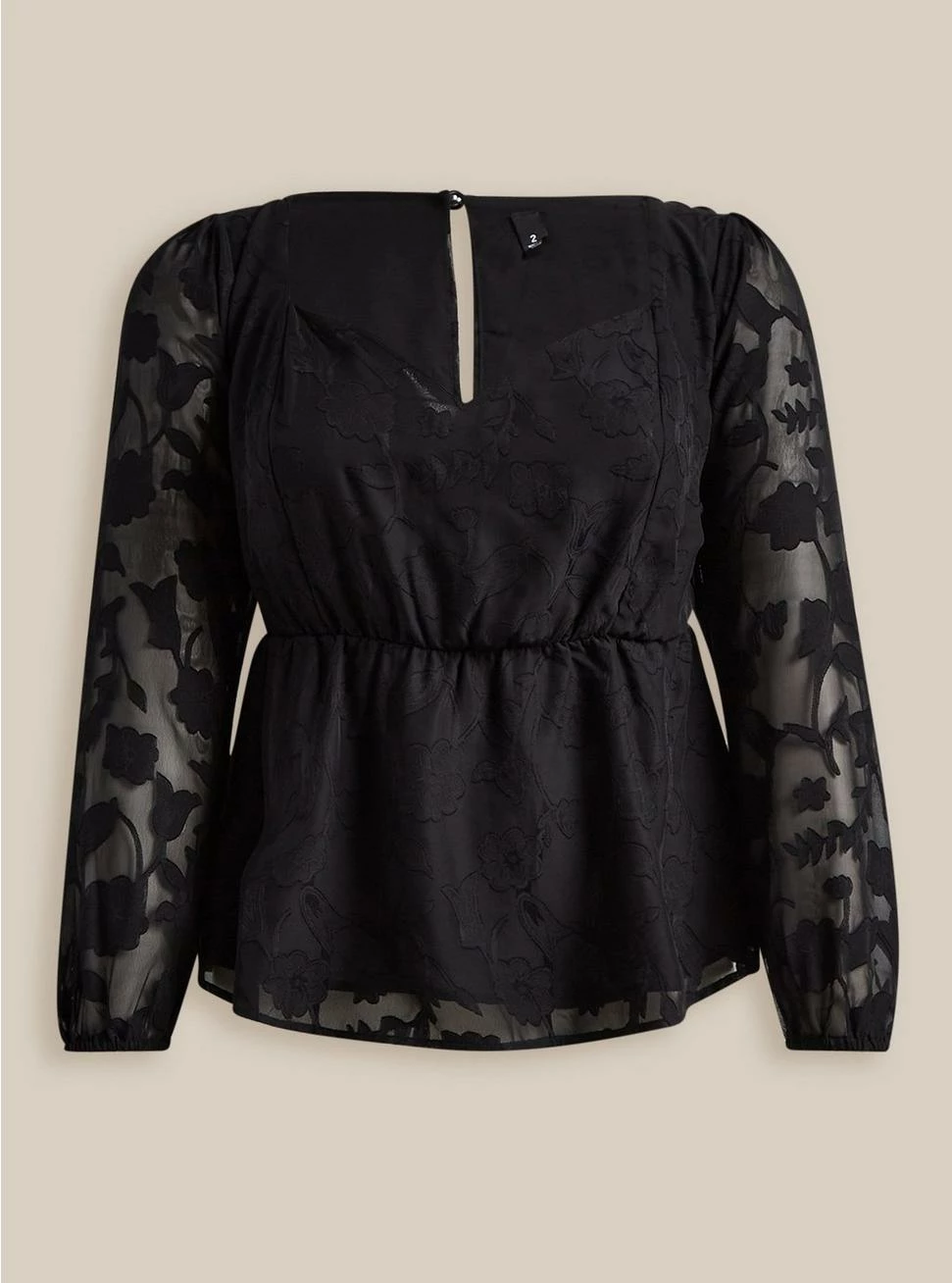 TORRID Peplum Chiffon Clip Floral Puff Sleeve Top - Image 5