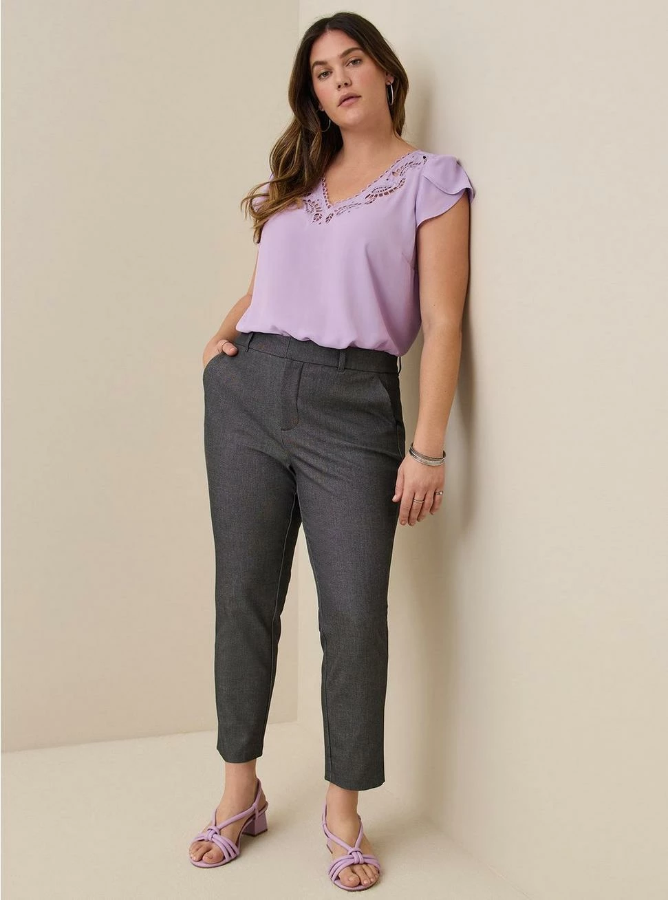 TORRID Georgette Embroidered V-Neck Tulip Short Sleeve - Image 2