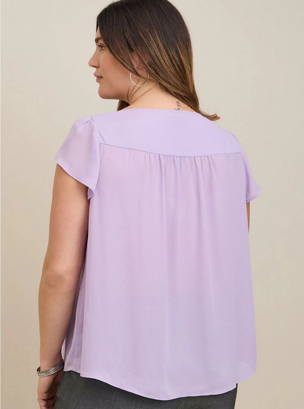 TORRID Georgette Embroidered V-Neck Tulip Short Sleeve - Image 3