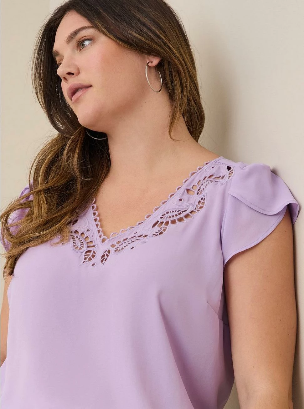 TORRID Georgette Embroidered V-Neck Tulip Short Sleeve - Image 4