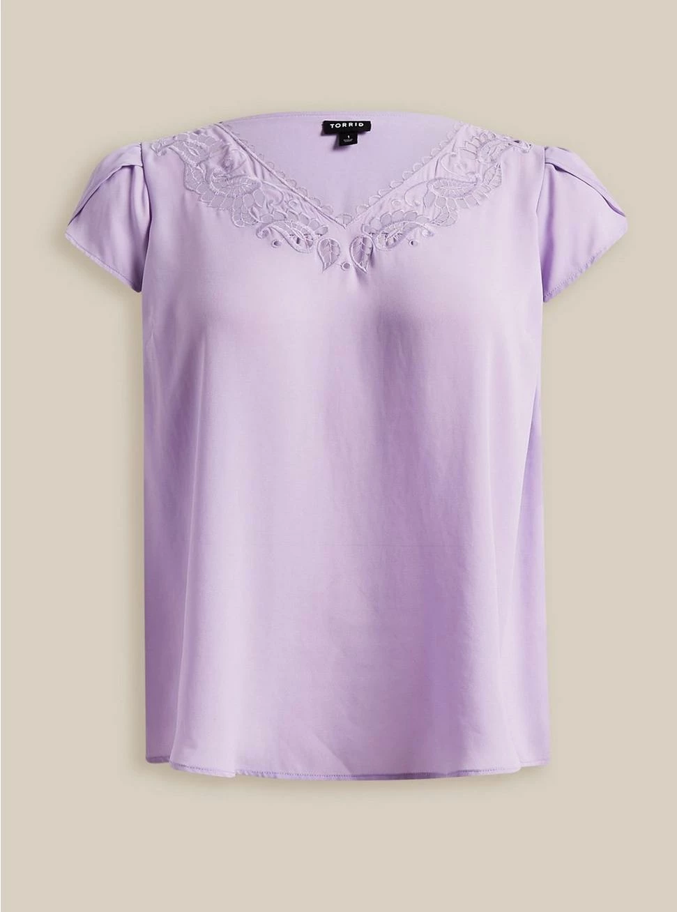TORRID Georgette Embroidered V-Neck Tulip Short Sleeve - Image 5