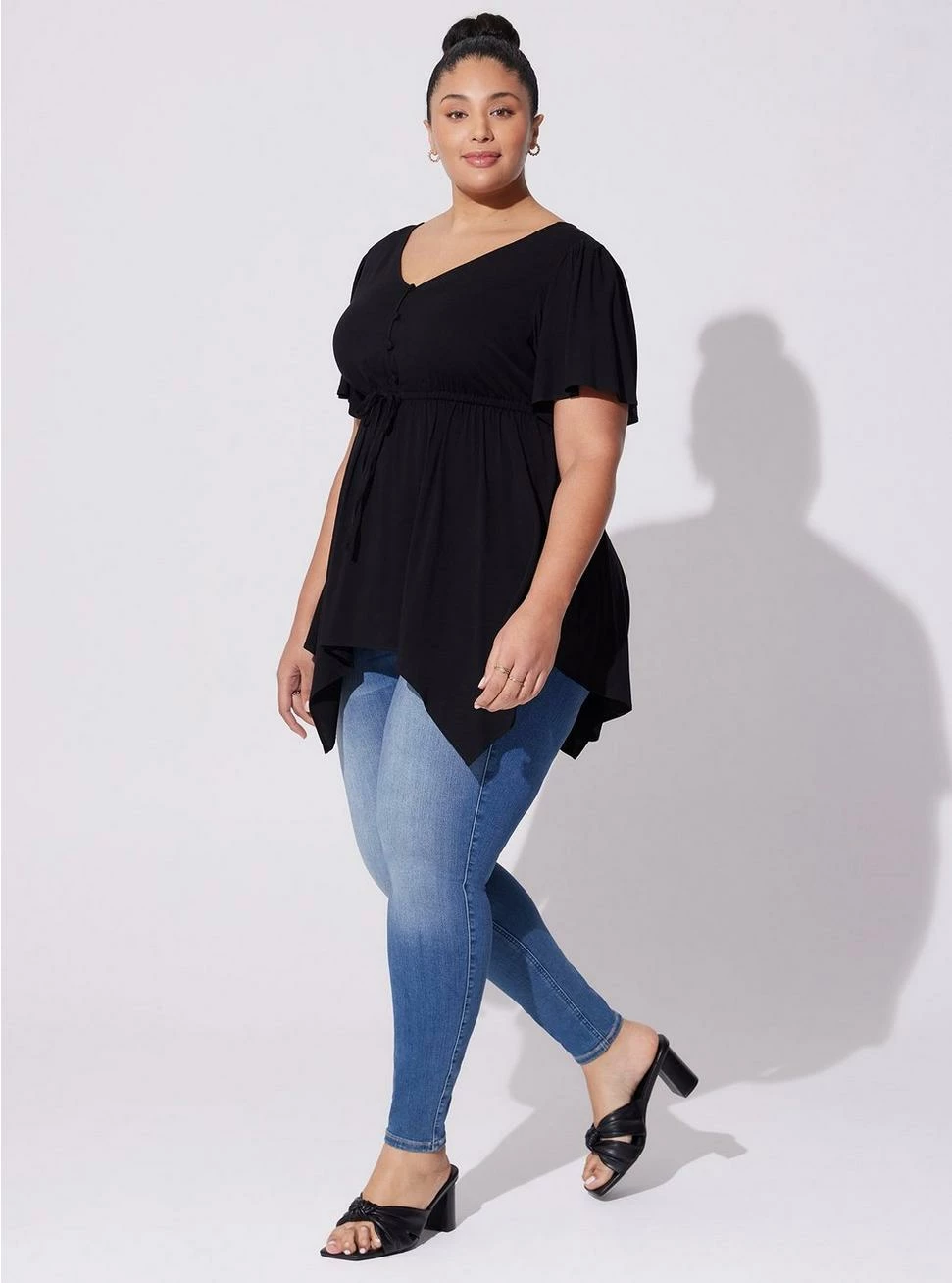 TORRID Rayon Slub Sharkbite Babydoll Flutter Sleeve Top - Image 2