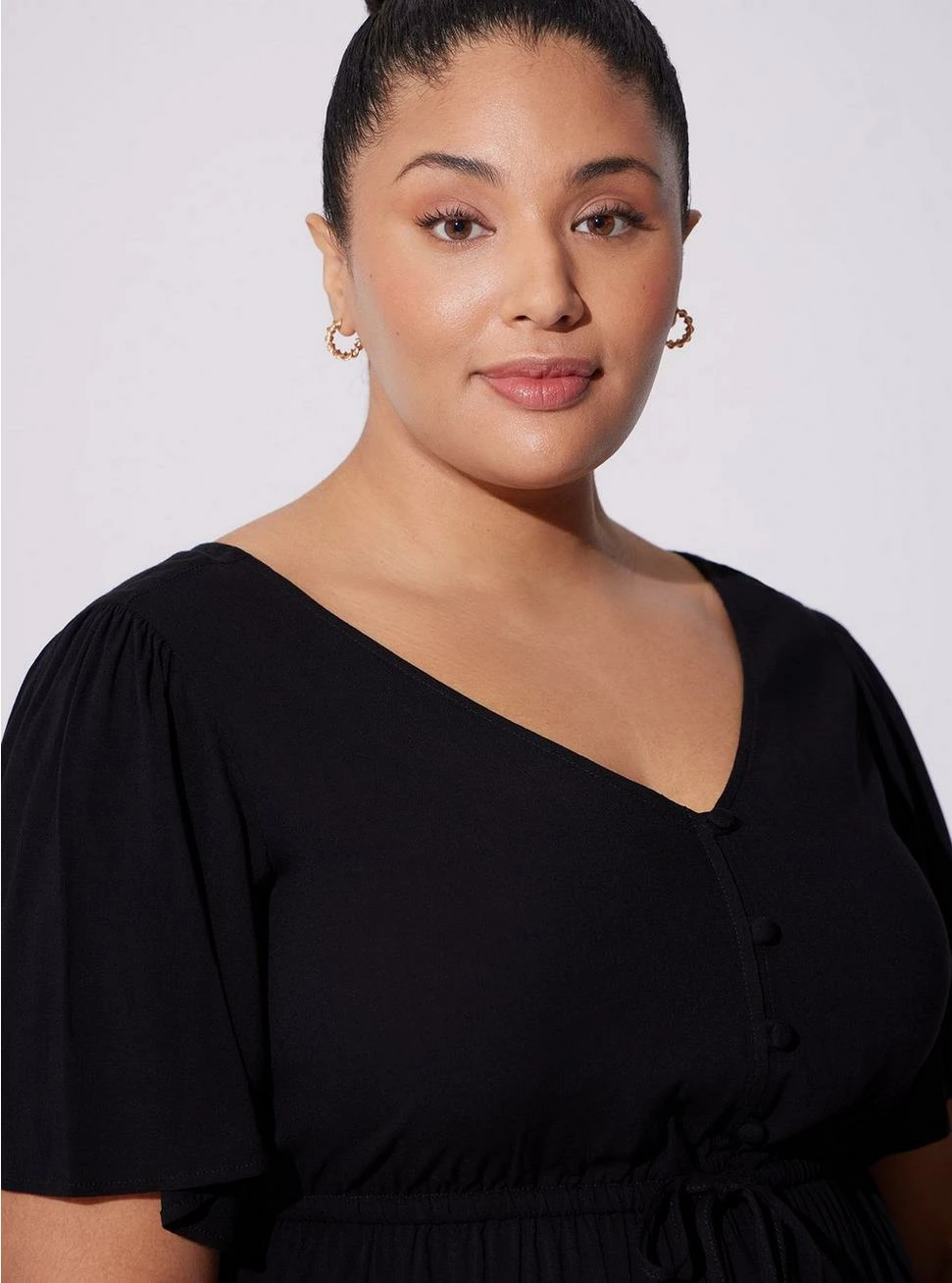 TORRID Rayon Slub Sharkbite Babydoll Flutter Sleeve Top - Image 4