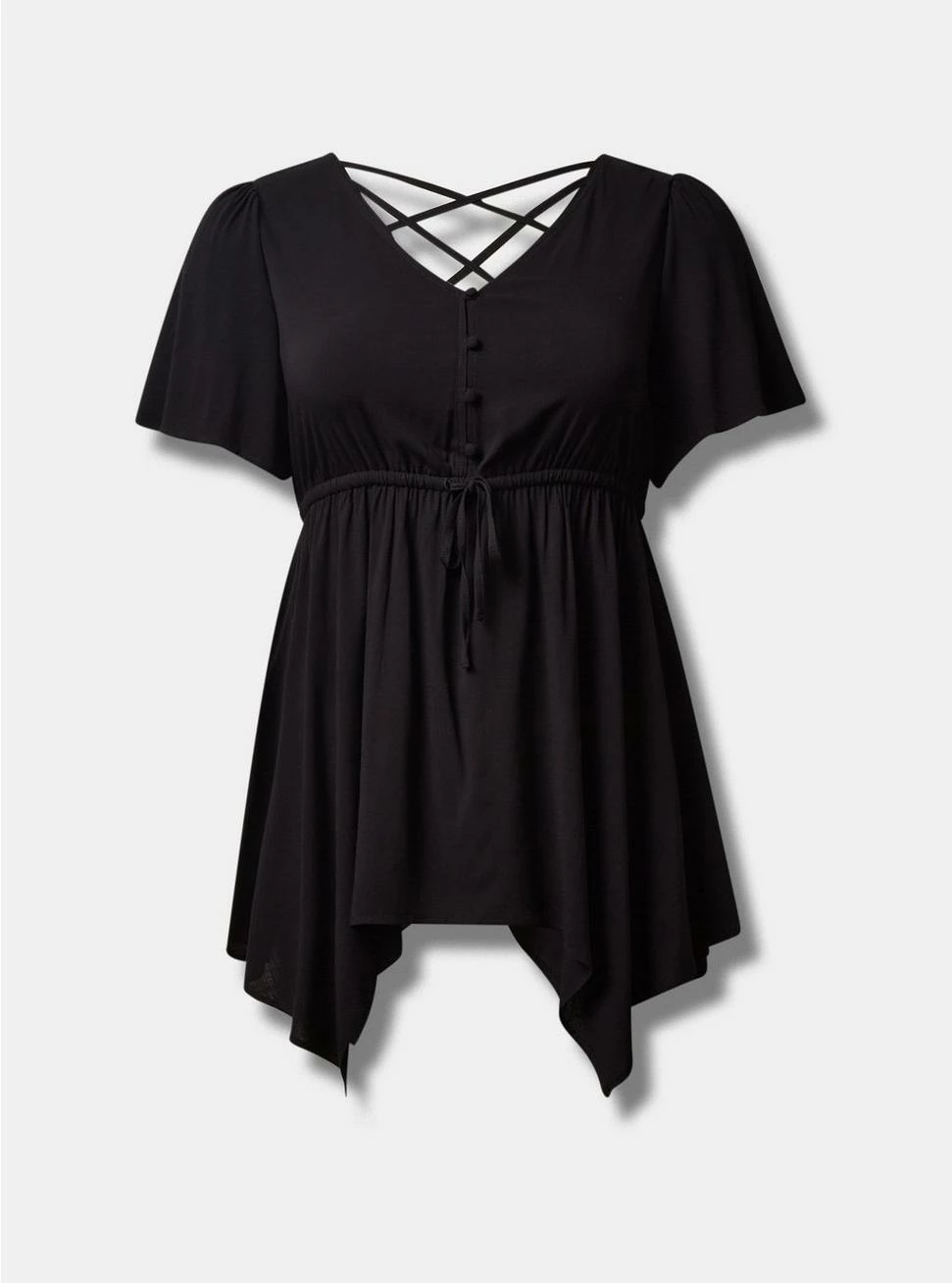 TORRID Rayon Slub Sharkbite Babydoll Flutter Sleeve Top - Image 5