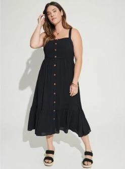 TORRID Tea Length Chambray Button Front Dress