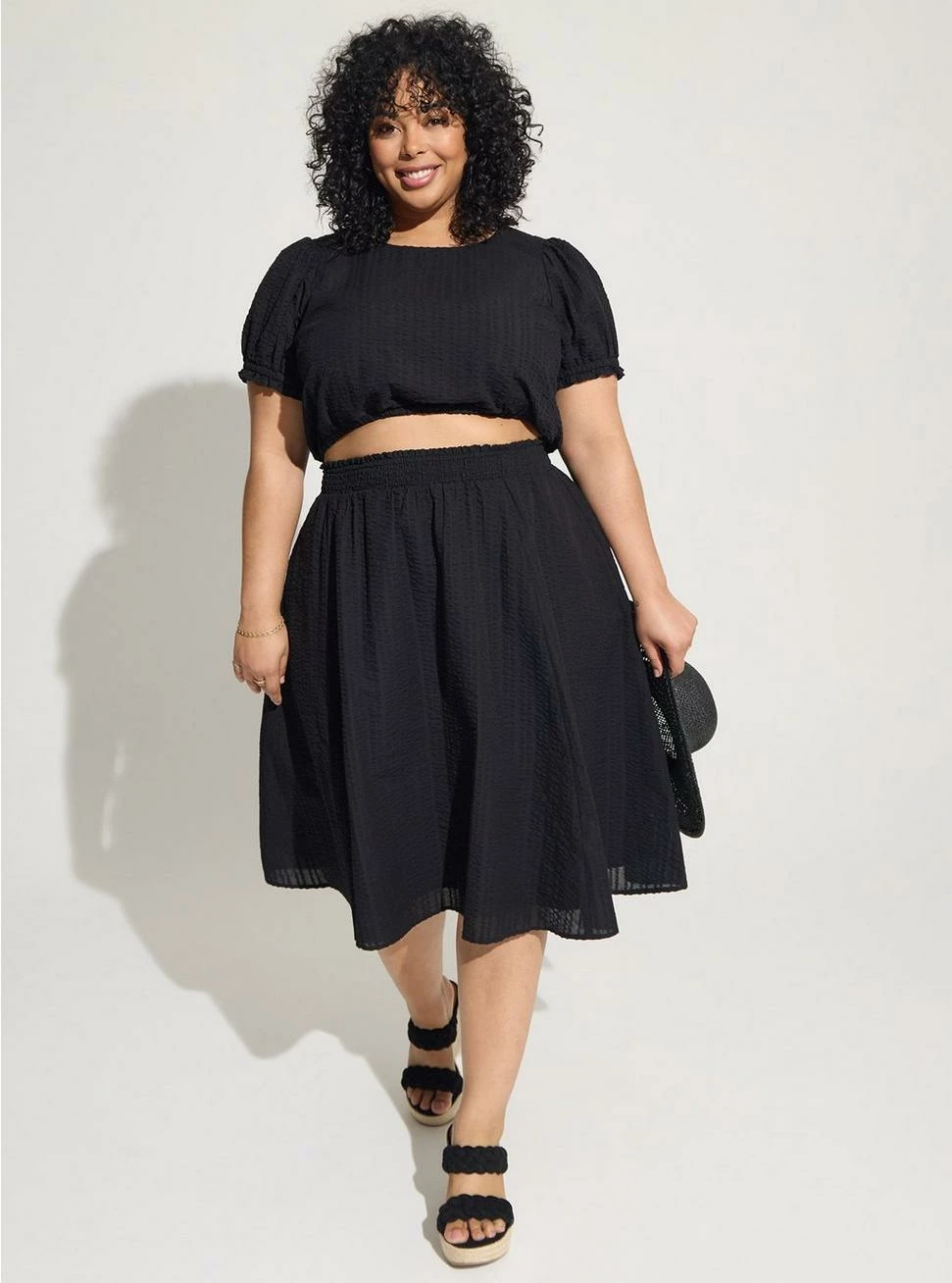 TORRID Midi Seer Sucker Smocked Skirt Set