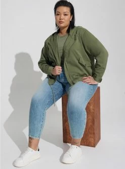 TORRID Rayon Twill Cropped Utility Jacket